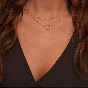 MEVECCO Layered Heart Necklace Pendant Handmade Gold Plated Dainty Gold Choker